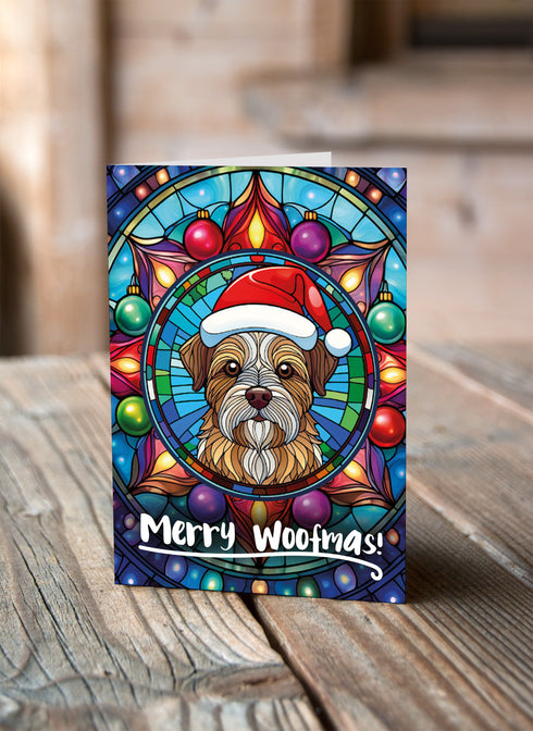 Border Terrier in a Santa Hat Christmas Card